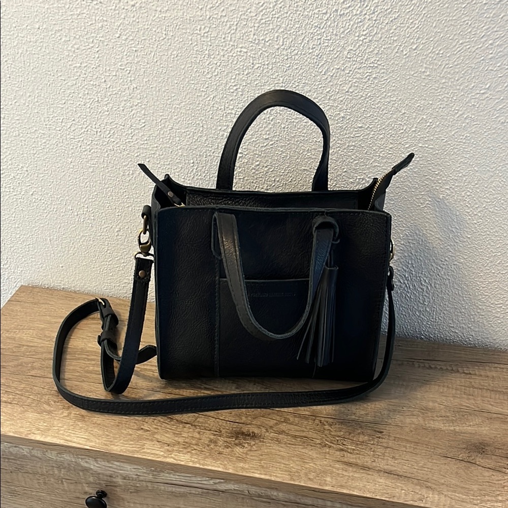 Portland Leather Goods PLG Lola Crossbody Handbag, Pebbled Black